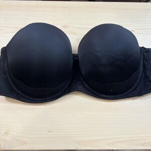Torrid Curve Bra Womens 44DD‎ Black Strapless Push Up Underwire Padded Plus Size